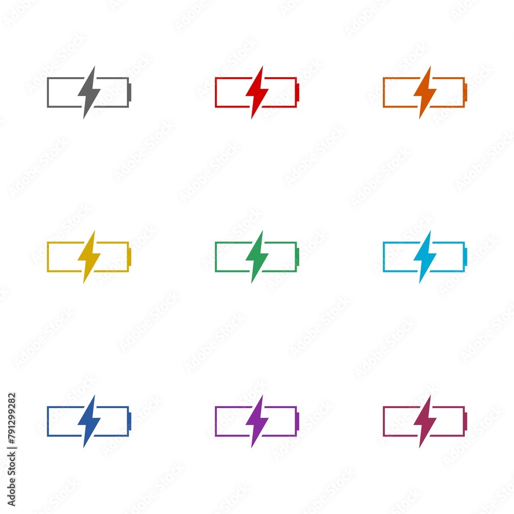 Low Battery icon isolated on white background. Set icons colorful Low Battery icon isolated on white background. Set icons colorful