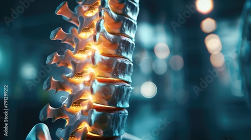 A diagnostic X-ray of the lumbar spine, revealing the vertebrae and intervertebral discs that make up the lower back, supporting the body's weight and facilitating movement.