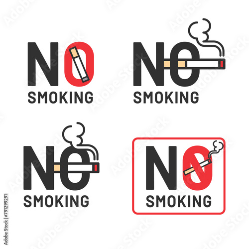 NO SMOKING 禁煙ロゴ イラストセット