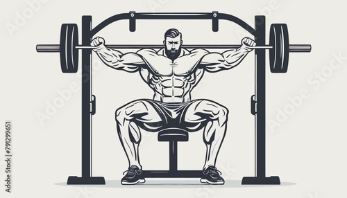 Minimalist Doodle of a Bodybuilder Training on a Crossover Apparatus, A Vector Illustration