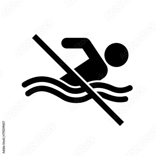 Don't swim sign, Forbidden swimming icon, Vector illustration