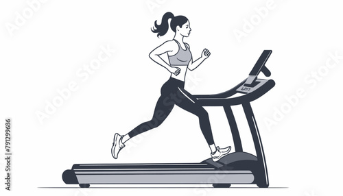 Cardio Workout: Cute Woman in Sportswear Running on a Treadmill