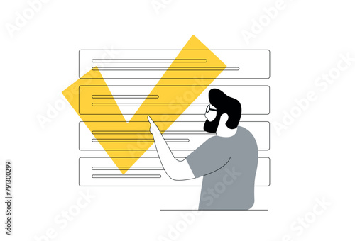 To-do list illustration. Task management graphic, checklist concept, productivity planner image, agenda visualization. To-do list outline vector illustration isolated on white background with icons