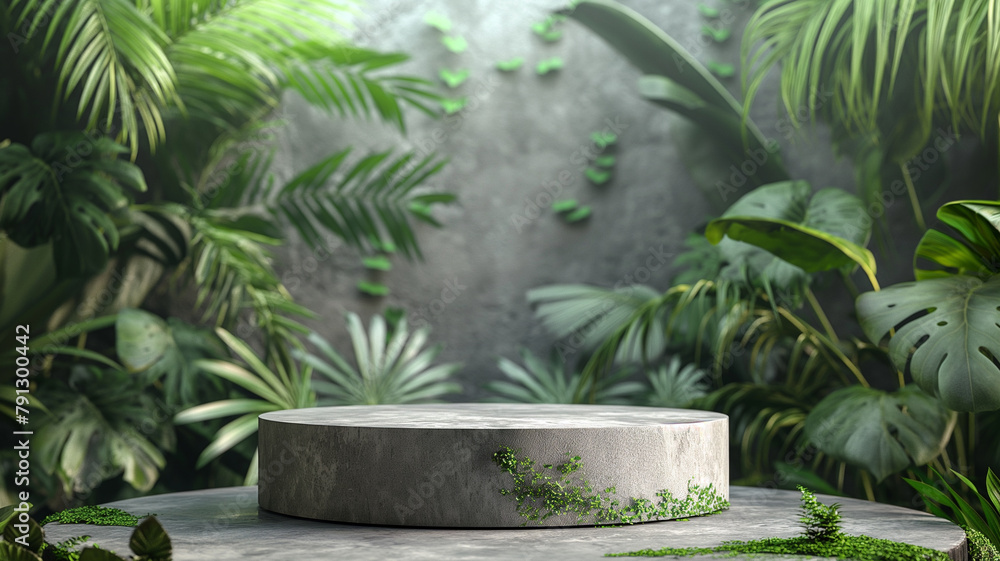 A small, round stone structure sits in a lush green jungle A small, round stone structure sits in a lush green jungle