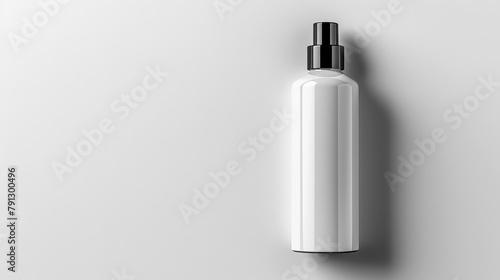 A white bottle with a spray top sits on a table