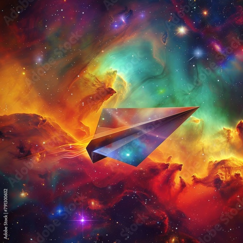 Vibrant Paper Airplane in a...