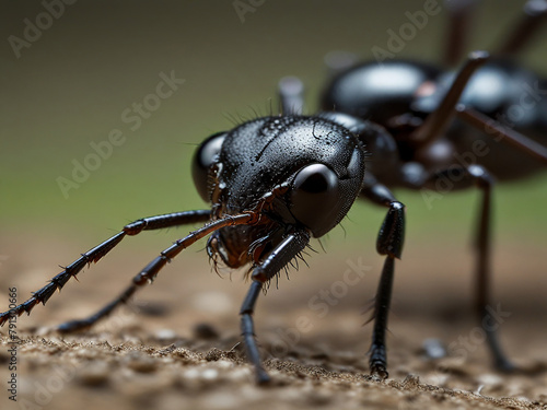 Wallpaper Mural A closeup of a black ant with a shiny exoskeleton The ant is facing the viewer with its antennae raised Torontodigital.ca