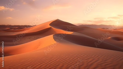 Sand dunes in the Sahara desert at sunset. Morocco. Africa