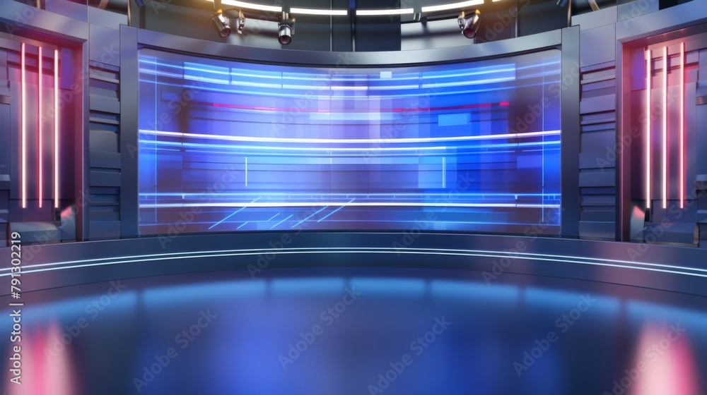 A stunning 3D virtual studio with the perfect background for TV shows and news slides A stunning 3D virtual studio with the perfect background for TV shows and news slides