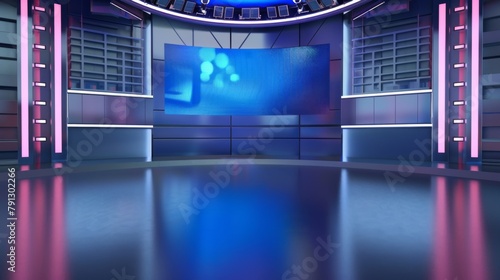 A stunning 3D virtual studio with the perfect background for TV shows and news slides