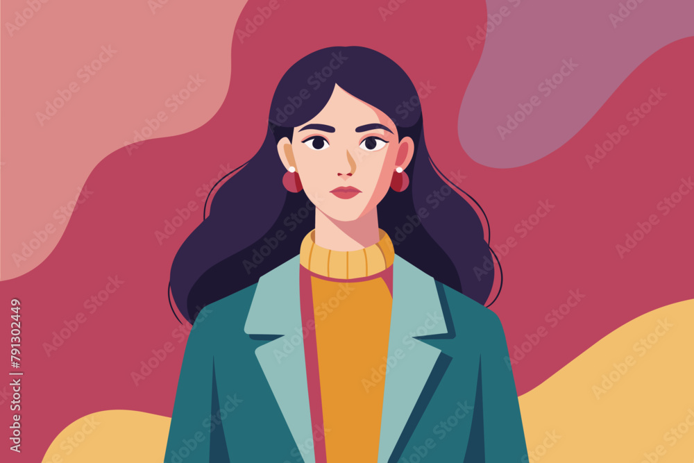 Ilustracion vectorial de una mujer de negocios con saco y sueter Ilustracion vectorial de una mujer de negocios con saco y sueter