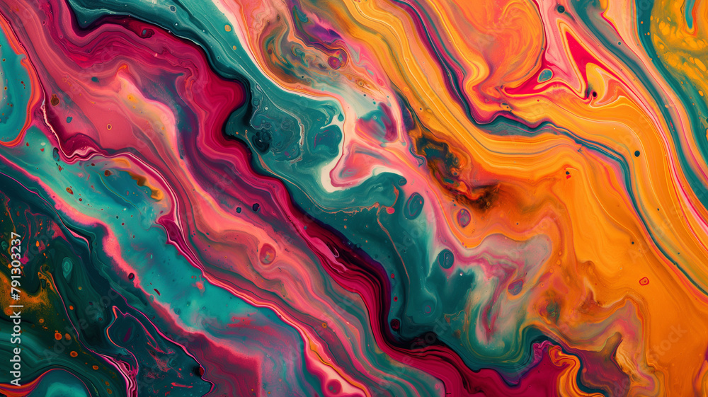 A colorful painting with a lot of swirls and splatters