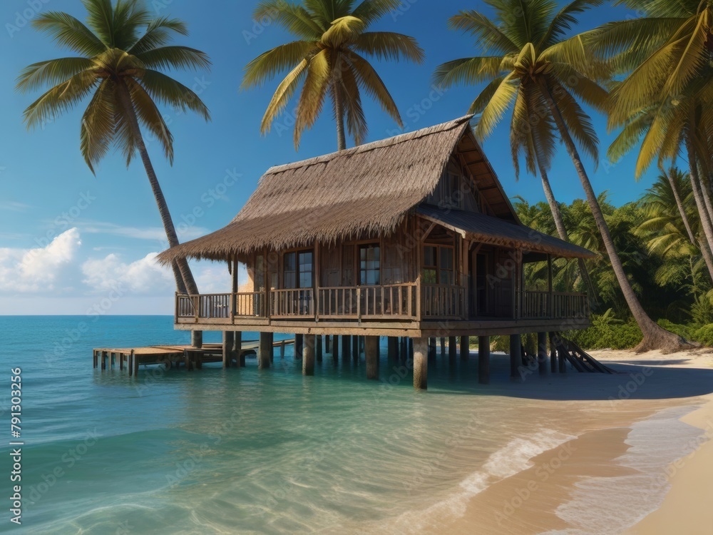 Oceanfront Haven: A Stilted Home Amidst the Azure Coastline, Embraced by American Floral Serenity and Splendor Oceanfront Haven: A Stilted Home Amidst the Azure Coastline, Embraced by American Floral Serenity and Splendor