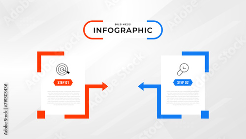 Two Step Infographic label design Vector template with line icons. process steps diagram, presentations, workflow layout, banner, flow chart, info graph vector illustration.