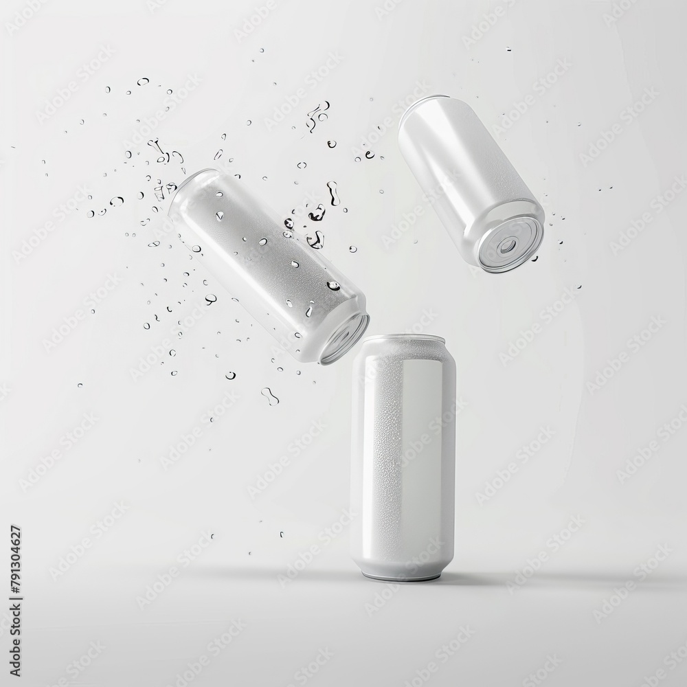A can of milk is splashed with white paint, creating a splash effect A can of milk is splashed with white paint, creating a splash effect