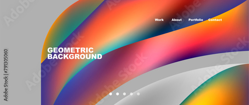 A vibrant geometric background featuring a rainbow of colors including orange, magenta, and electric blue. Circular patterns add depth and colorfulness to the design