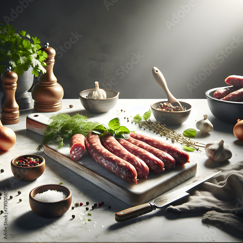Traditional Kazy Horse Meat Sausage Preparation Setup photo