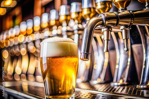 Glass of beer in a bar