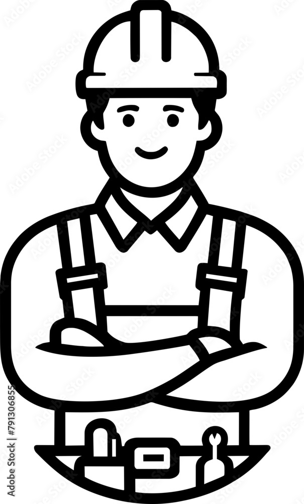 Male Construction Worker Outline