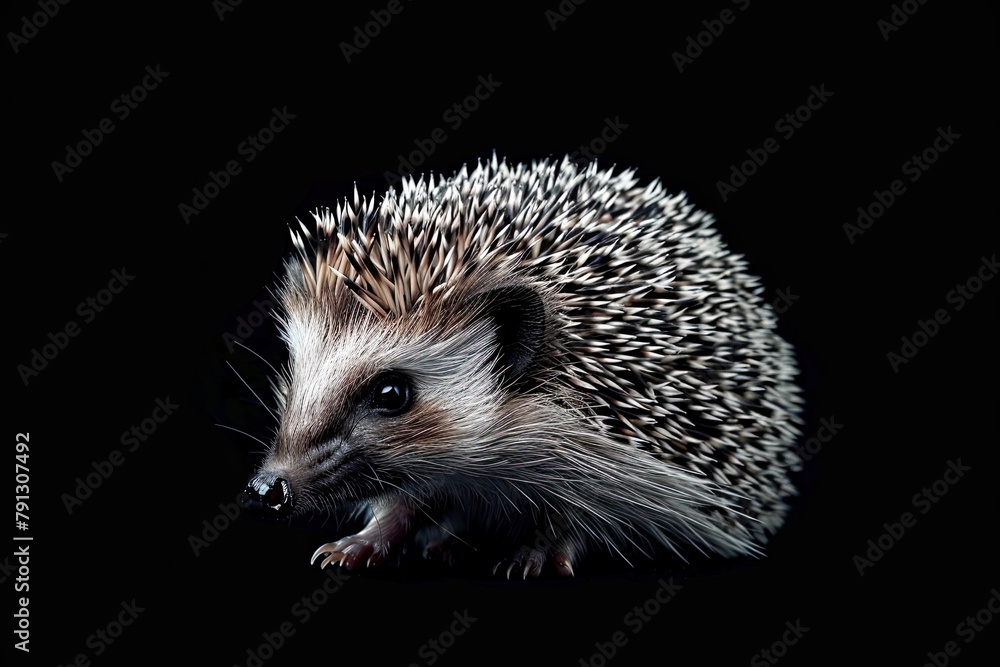 Obraz premium Cute hedgehog on black background