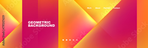 A vibrant geometric background featuring an array of triangles in shades of amber, orange, peach, and magenta. The pattern is visually striking, perfect for closeup or macro photography