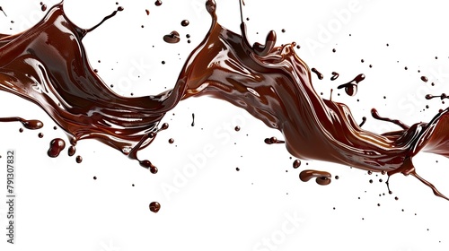 liquid choclate on white background for PNG file, creative, waves, luxury, beautiful 
