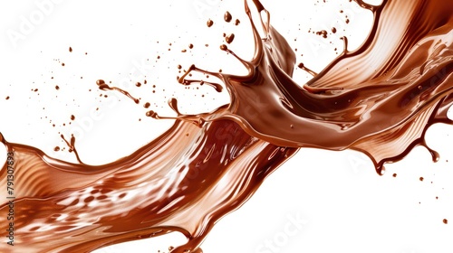 liquid choclate on white background for PNG file, creative, waves, luxury, beautiful 