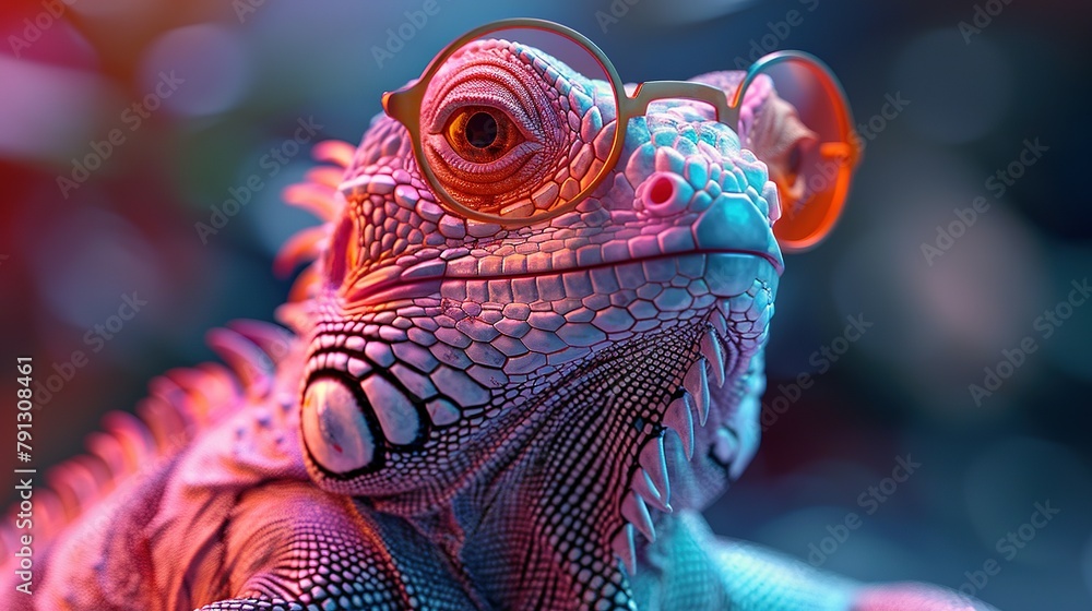 Funny chameleon with glasses Funny chameleon with glasses