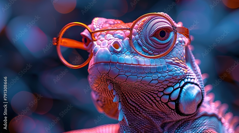Funny chameleon with glasses Funny chameleon with glasses