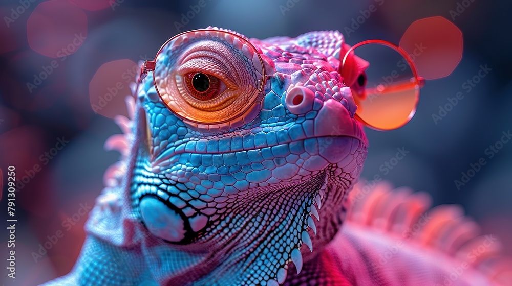 Funny chameleon with glasses Funny chameleon with glasses