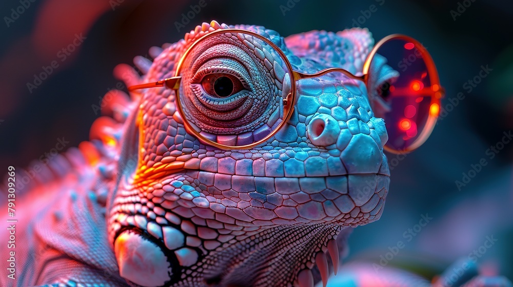 Funny chameleon with glasses Funny chameleon with glasses