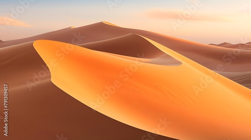 Sand dunes in the Sahara desert. Panoramic view.