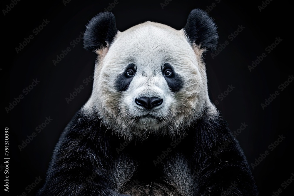 Obraz premium Giant panda isolated on black background