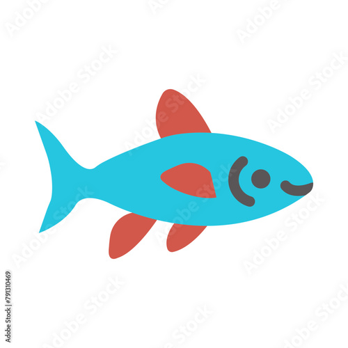 Neon Tetra Vector Thick Line Filled Colors Icon Design