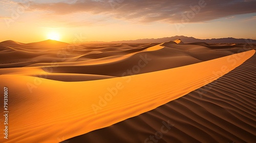 Sand dunes in the Sahara desert at sunset, Merzouga, Morocco
