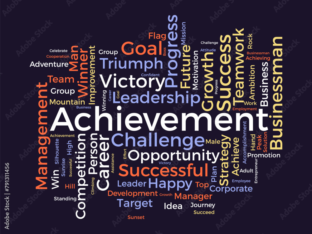 Achievement word cloud template. Business model concept vector background. Achievement word cloud template. Business model concept vector background.