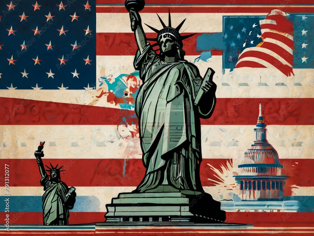 Obraz premium Happy Memorial Day 4th July