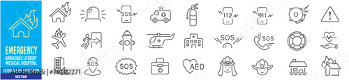 Emergency icon set. 
