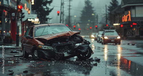 Car Accident, Damage crash with copy space. generative AI © nimaxs