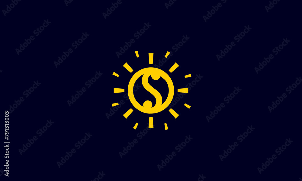 Naklejka premium Sun Logo Simple Modern Clean Black White 