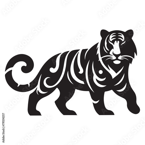 tiger silhouette vector illustration white background © Design thinking6 