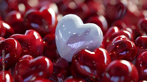 Reflective Red and White Hearts in Harmonious Composition