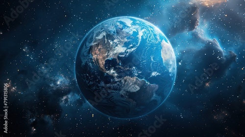 Earth planet in outer space background illustration