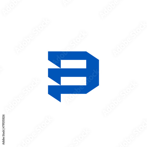 Letter P E with Building Form Vector Logo Design