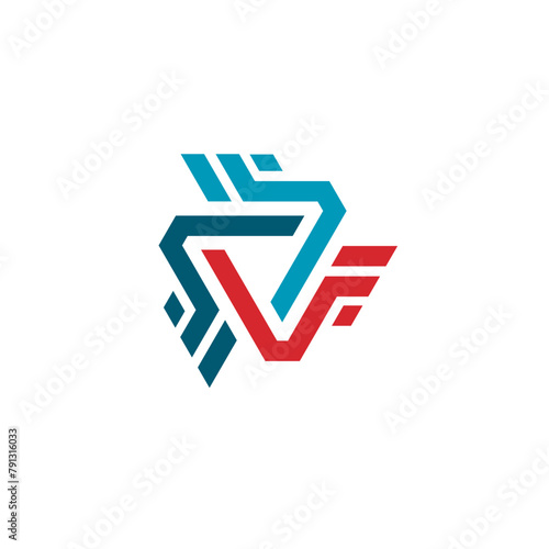 Patriotic Circuit Penrose Triangle Vector Logo Design