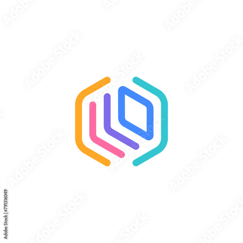Hexagon Coding with Layers Stacked Monitor Web Development Vector Logo Design