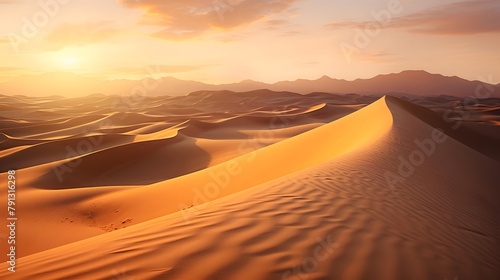 Sand dunes in the Sahara desert at sunset. Morocco  Africa