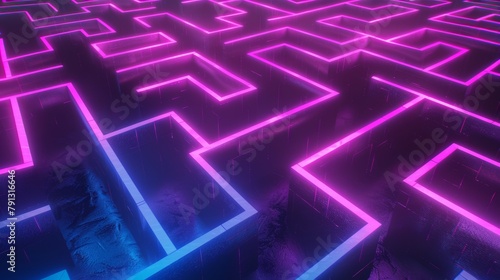 neon colors maze labyrinth background, 16:9