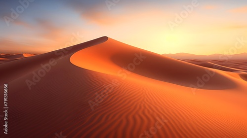 Desert dunes panorama at sunset. 3d render illustration © Iman