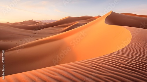 Panoramic view of sand dunes in the Sahara desert  Morocco